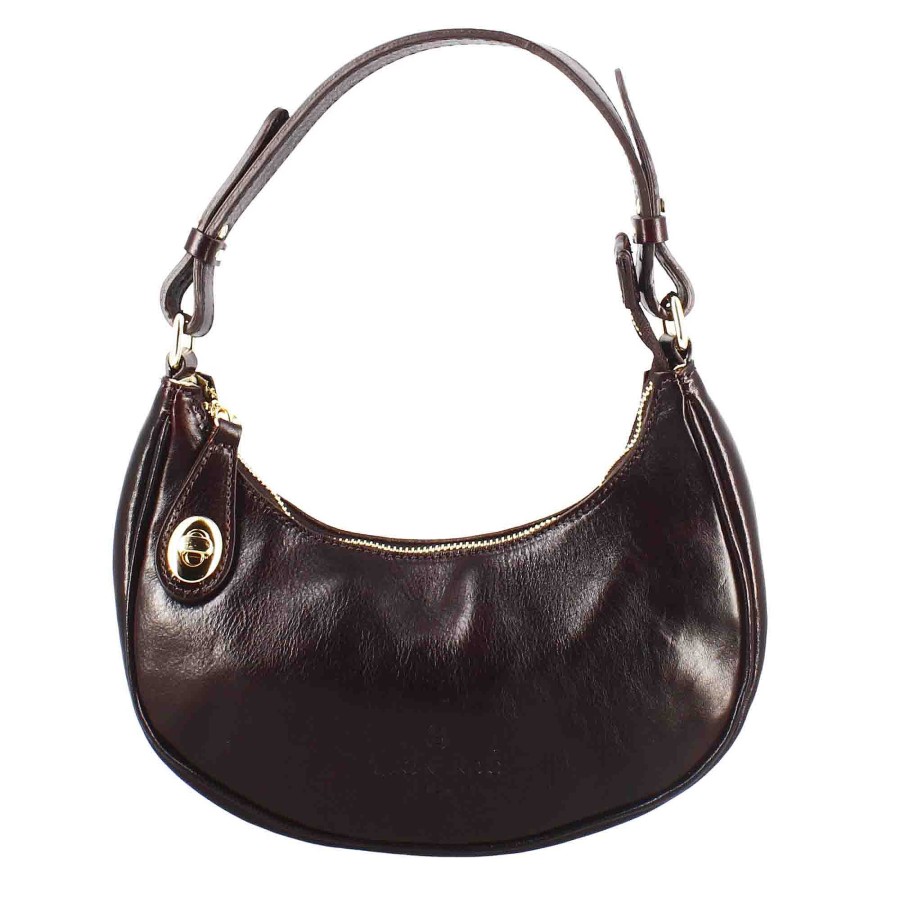 Leonardo Jane Leather Shoulder Bag With Removable Dark Brown Shoulder Strap