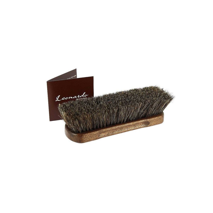 Leonardo Shoe Shine Brush In Dark Wood With Pure Horsehair Bristles