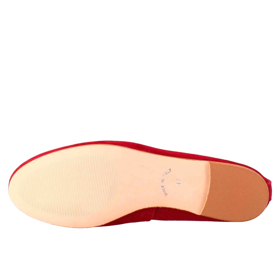 Leonardo Lightweight Unlined Red Suede Women'S Ballet Flats