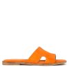 Leonardo Women'S Orange Suede Slippers