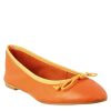 Leonardo Lightweight Orange Women'S Ballet Flats In Smooth Leather