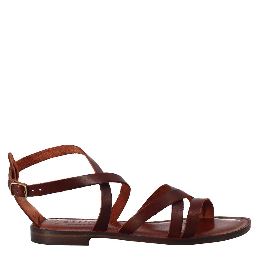 Leonardo Sinfonia Women'S Ancient Roman Style Sandals In Brown Leather