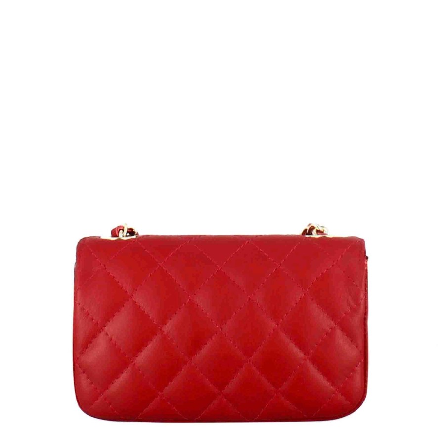 Leonardo Vanity Shoulder Bag In Red Quilted Leather