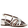 Leonardo White Women'S Sandal With Copper And Silver Laminated Leather Bands