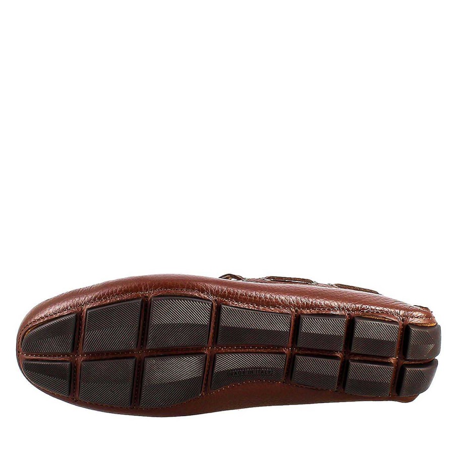 Leonardo Handcrafted Carshoe Moccasins For Men In Brown Leather.