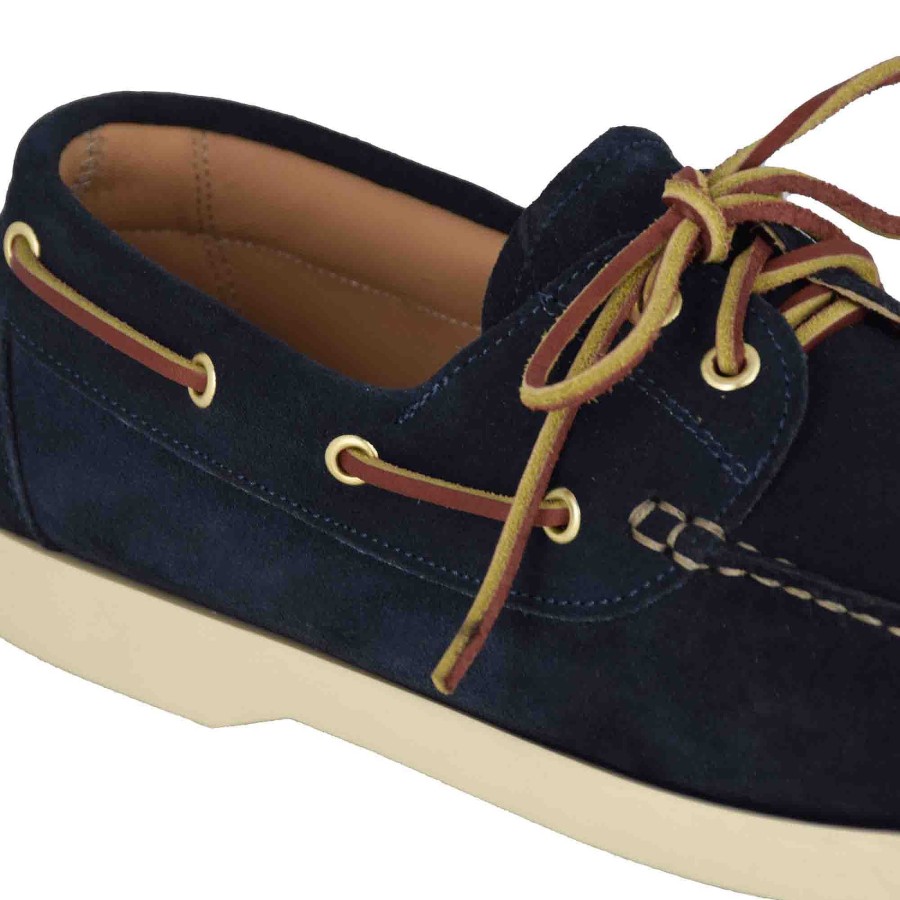 Leonardo Men'S Boat Moccasin In Blue Suede