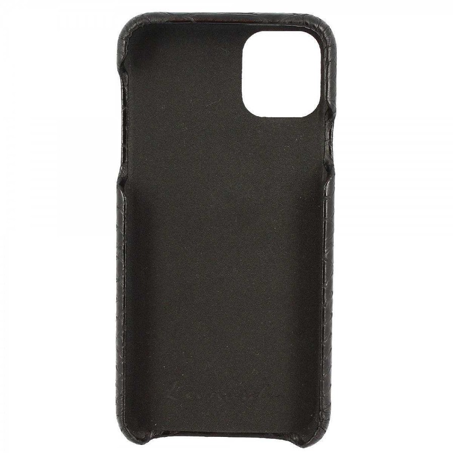 Leonardo Iphone Cover In Black Python Printed Leather