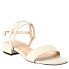 Leonardo Women'S Open Sandal With Low Heel In Cream Leather