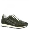 Leonardo Handmade Men'S Casual Sneakers In Green Woven Leather