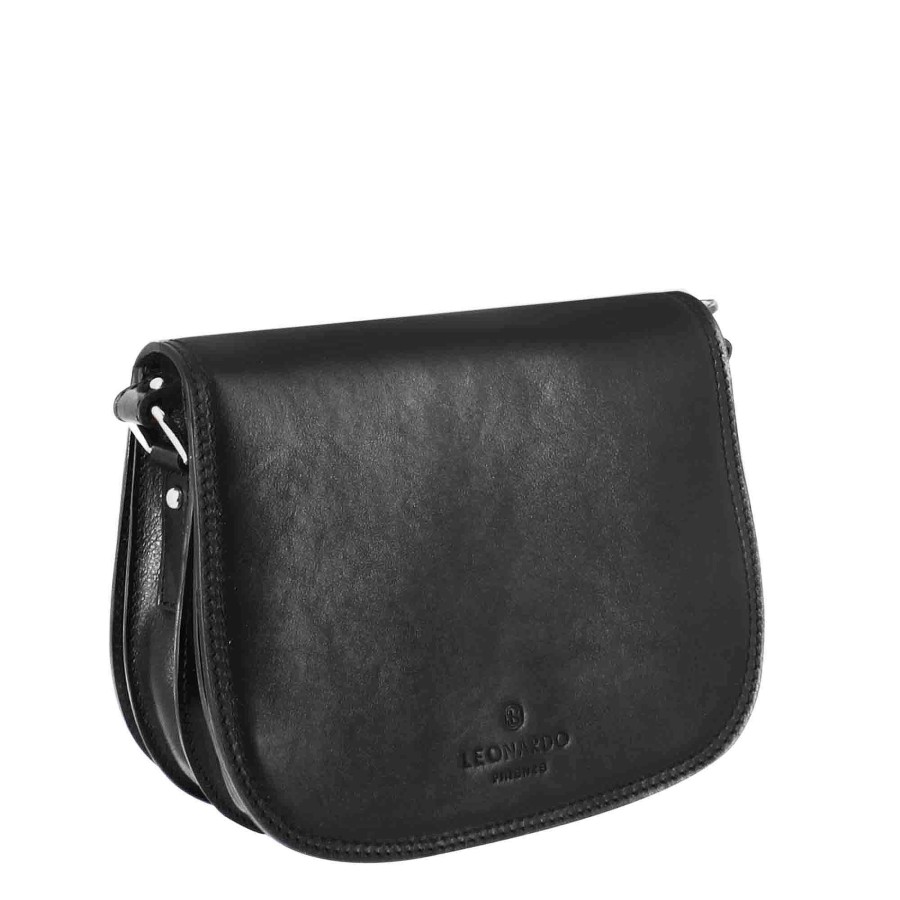 Leonardo Essential Women'S Bag In Black Smooth Leather