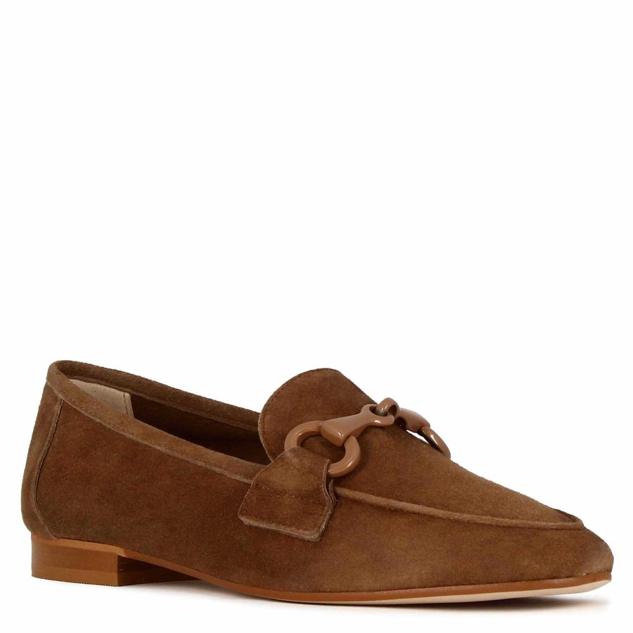 Leonardo Women'S Suede Moccasin With Light Brown Horsebit