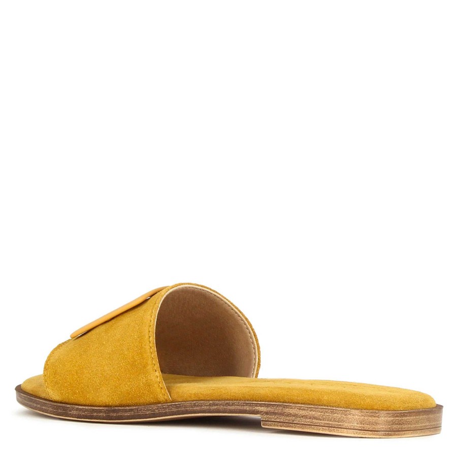 Leonardo Women'S Suede Slippers With Yellow Band