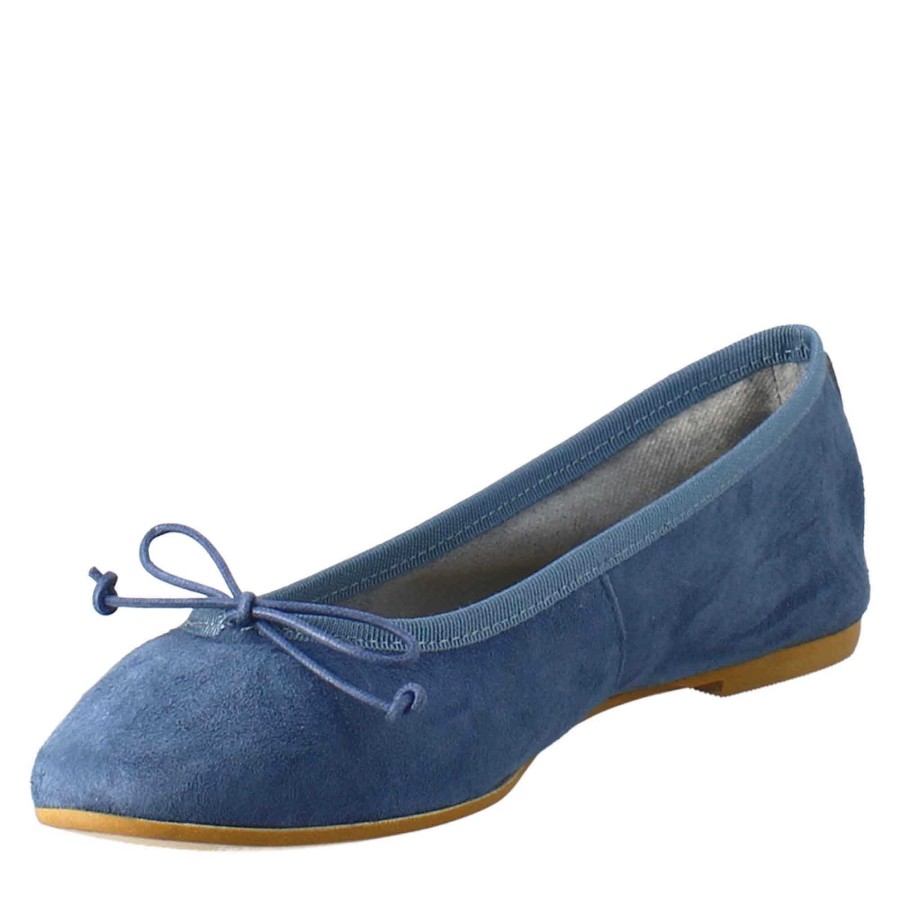 Leonardo Lightweight Blue Unlined Women'S Ballet Flats In Smooth Leather