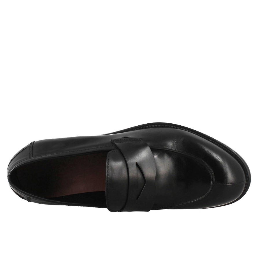 Leonardo Elegant Vintage Black Men'S Loafer In Smooth Leather