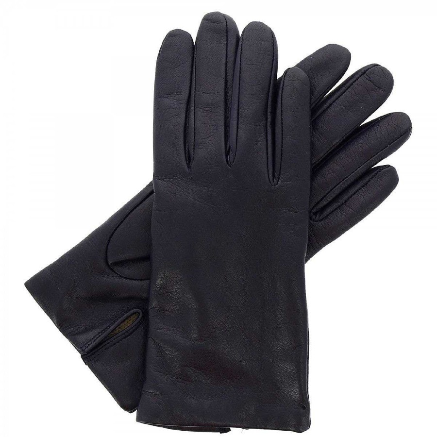 Leonardo Classic Handmade Women'S Gloves In Dark Blue Nappa