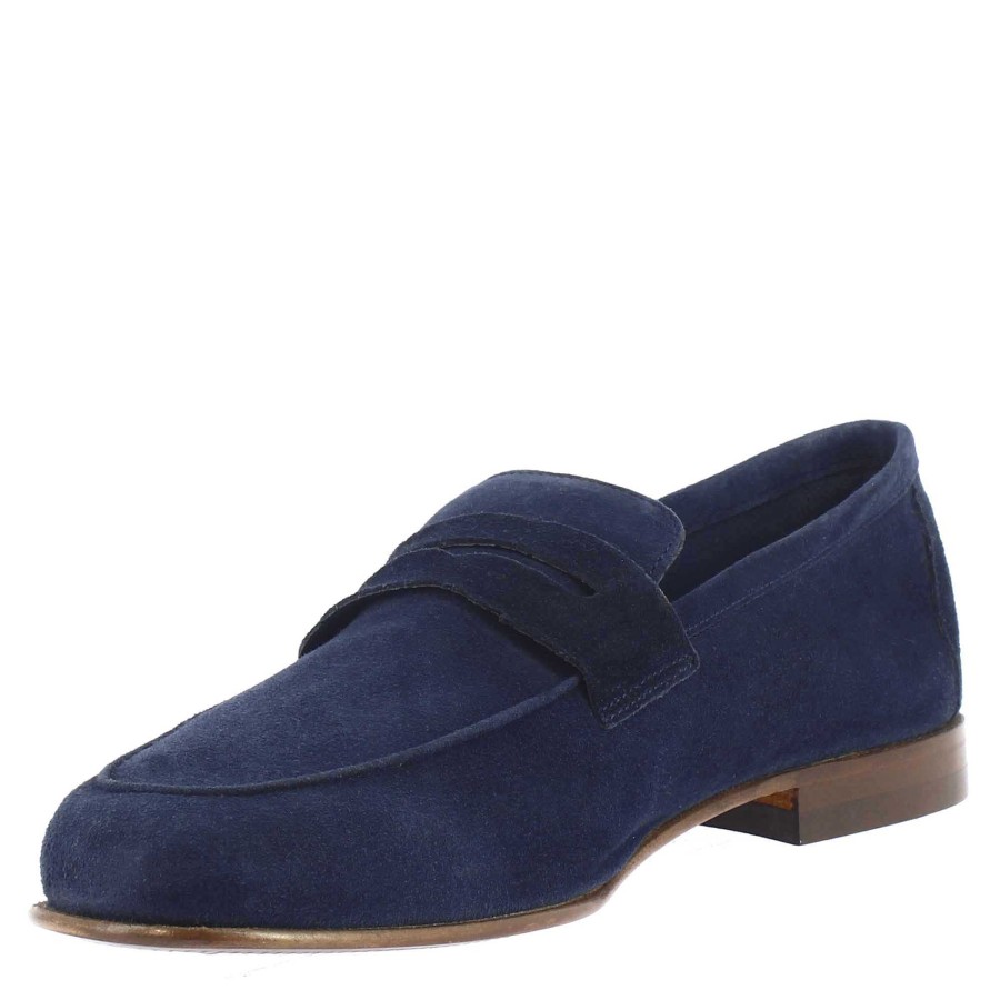 Leonardo Blue Pocket Moccasin For Men In Suede