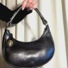 Leonardo Jane Shoulder Bag In Black Leather With Removable Shoulder Strap