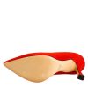 Leonardo Women'S Pointed Pumps In Red Suede Leather