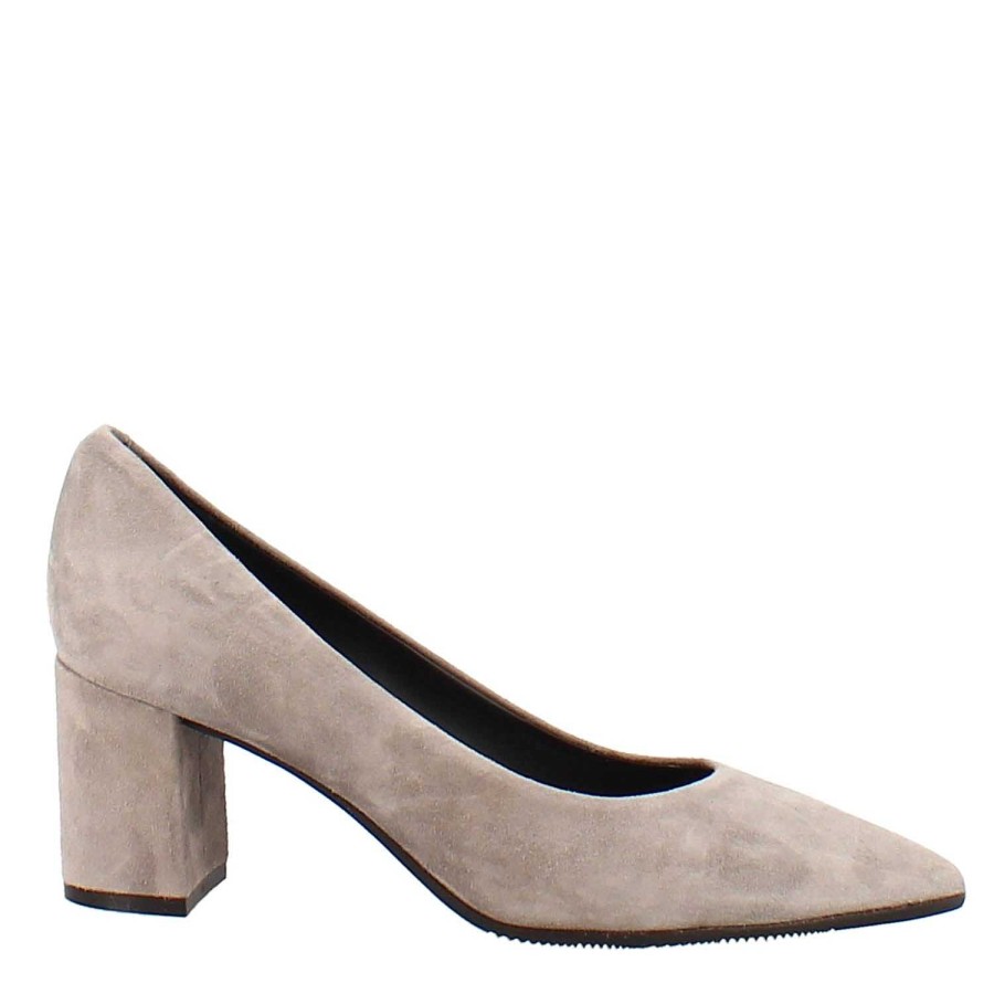 Leonardo Decollete In Dove Gray Suede With High Heel