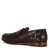 Leonardo Elegant Vintage Dark Brown Men'S Loafer In Woven Leather