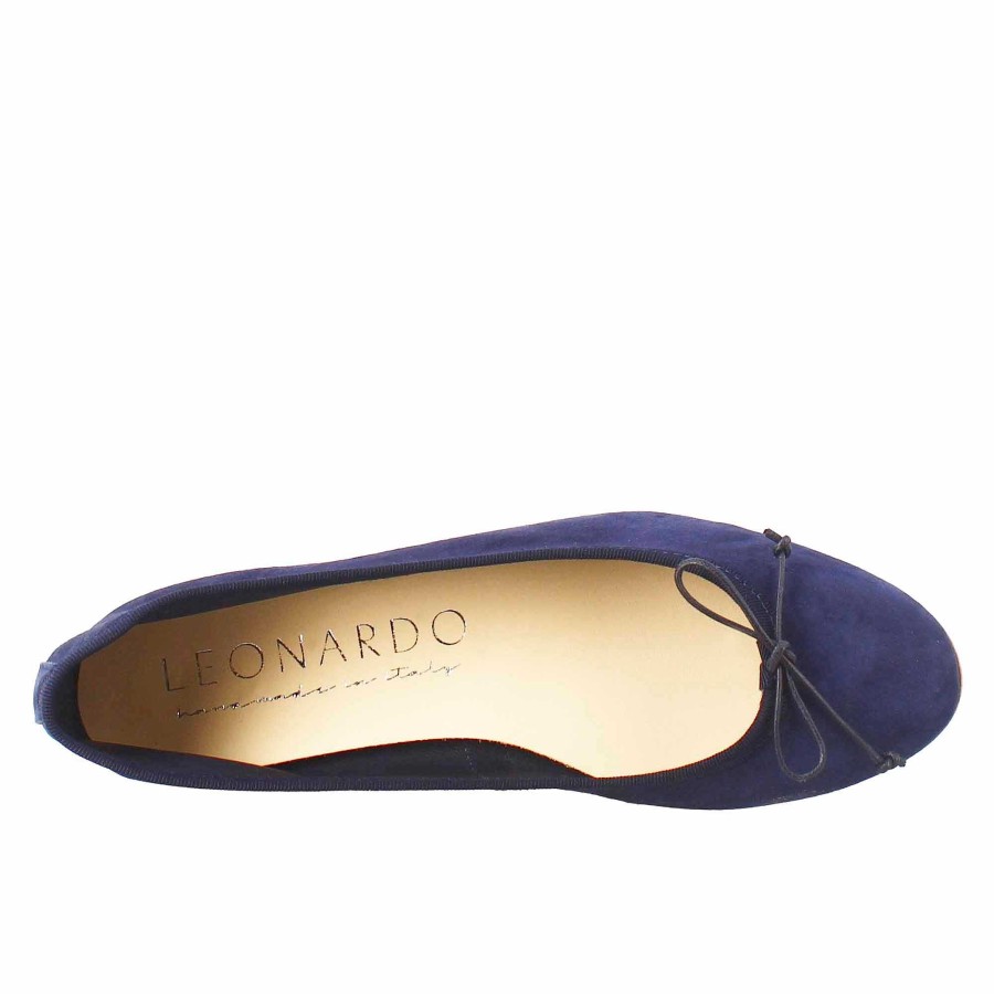 Leonardo Lightweight Unlined Blue Suede Women'S Ballet Flats