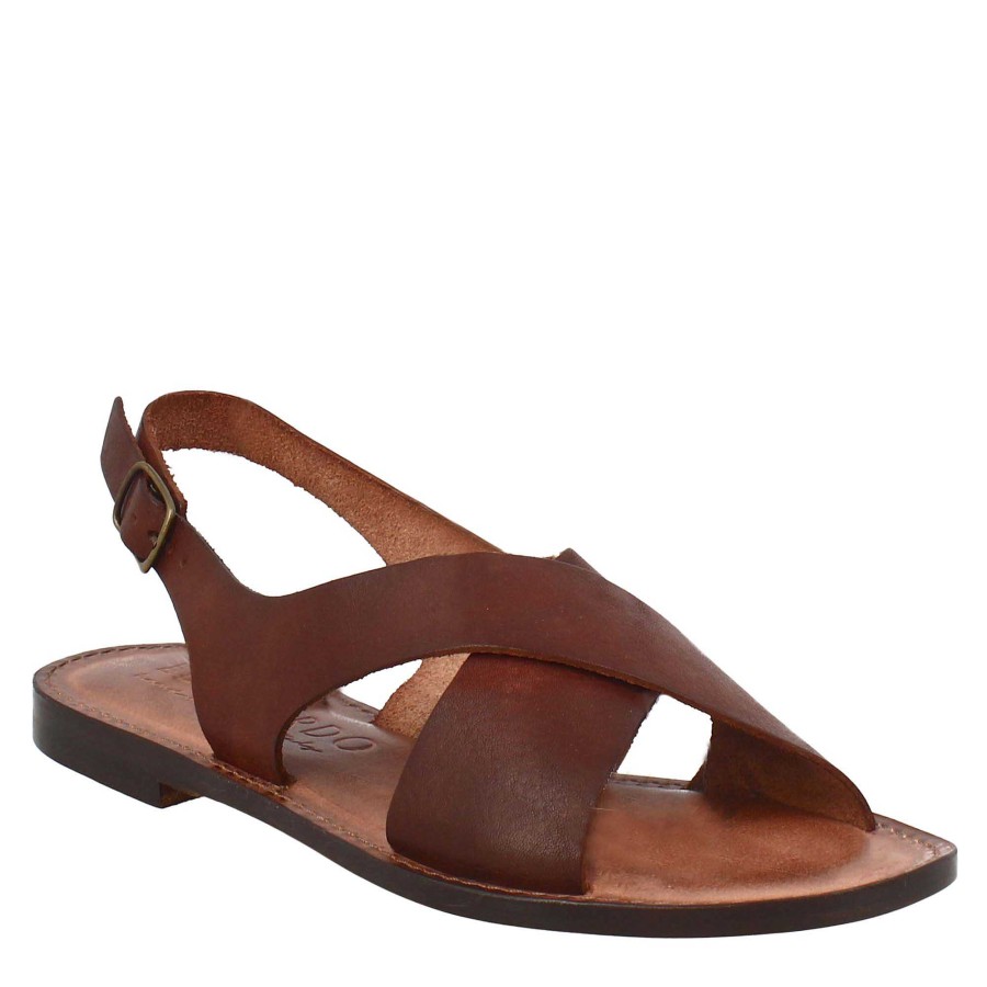 Leonardo Arcadia Women'S Ancient Roman Style Sandals In Brown Leather