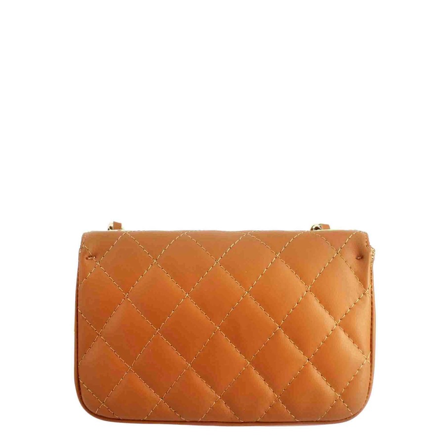 Leonardo Vanity Shoulder Bag In Brown Quilted Leather