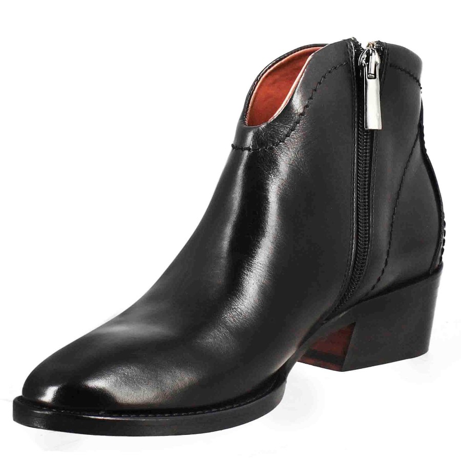 Leonardo Smooth Women'S Ankle Boot With Medium Heel In Black Leather