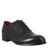 Leonardo Elegant Black Oxford Brogue For Men In Leather