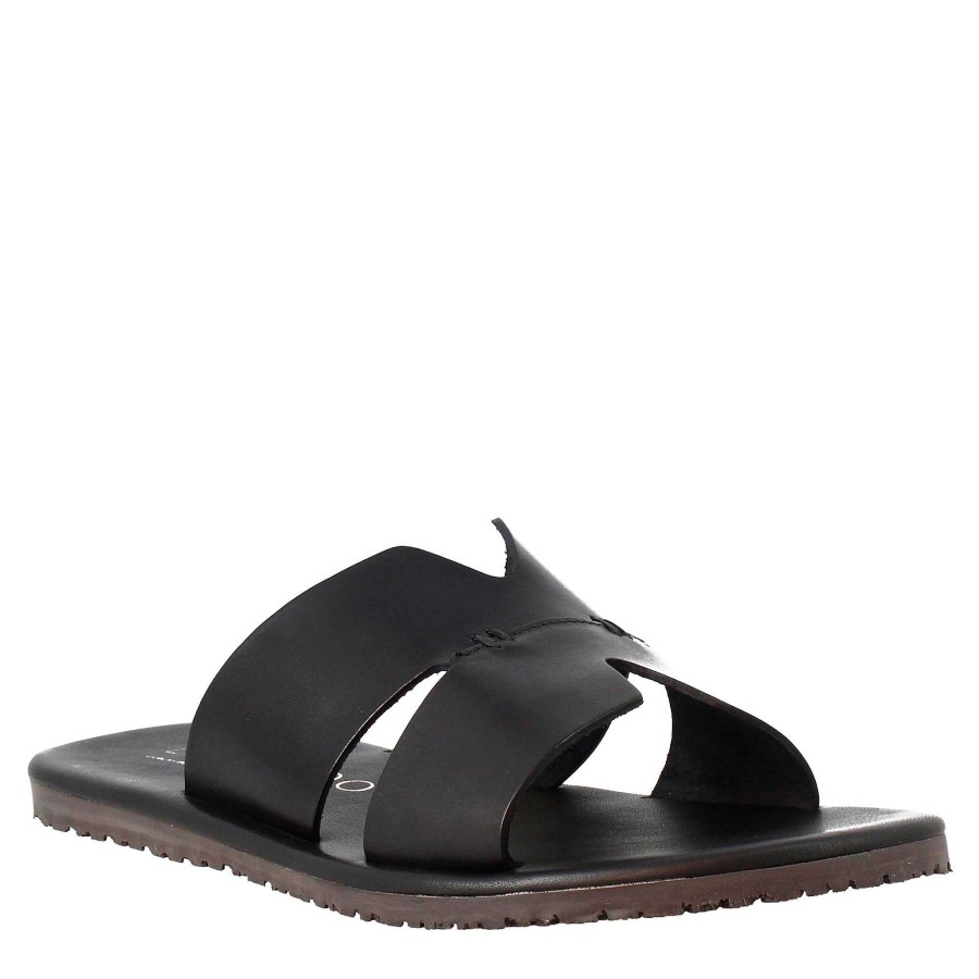 Leonardo Men'S H-Shaped Sandals In Black Leather