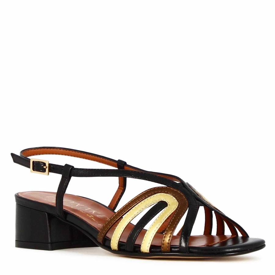 Leonardo Women'S Sandal With Multicolor Laminated Leather Bands