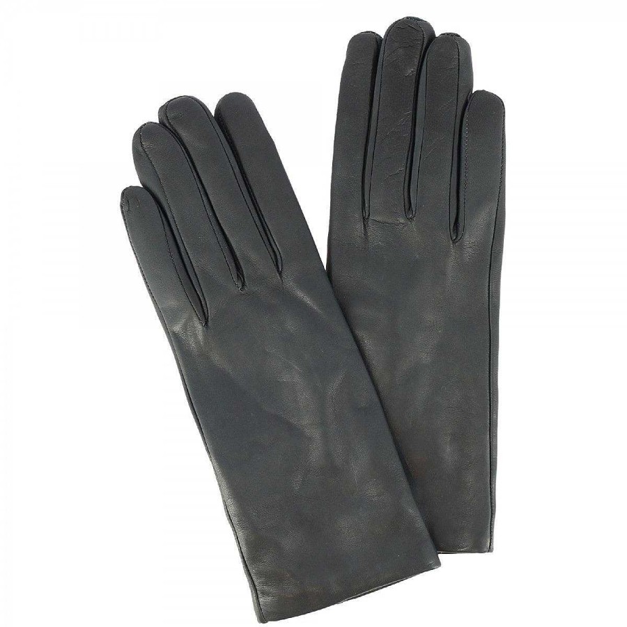 Leonardo Elegant Handmade Women'S Gloves In Gray Nappa