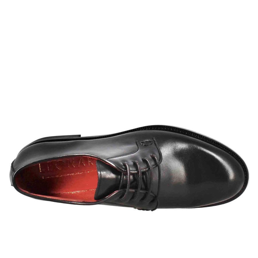 Leonardo Smooth Women'S Derby In Black Leather