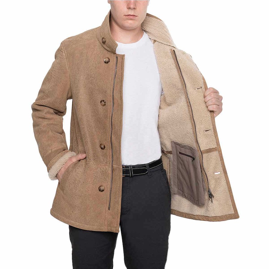 Leonardo Double-Breasted Men'S Sheepskin Jacket