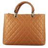 Leonardo Vanity Shopper Bag With Brown Quilted Leather Shoulder Strap