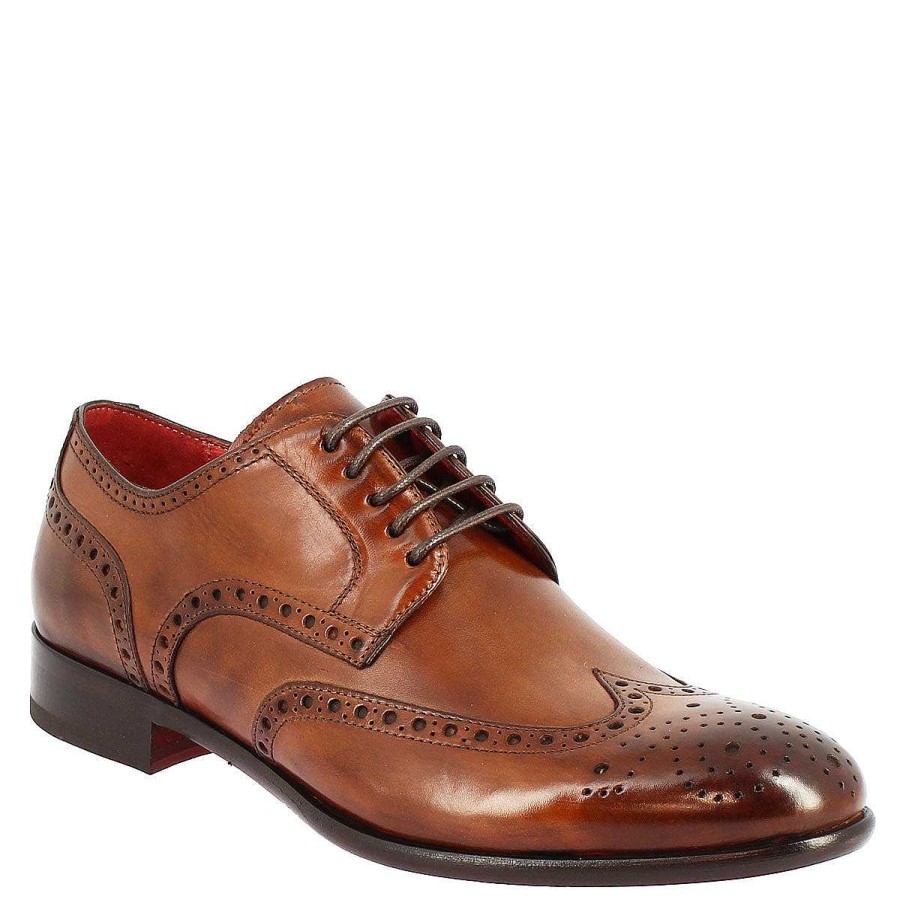 Leonardo Handmade Men'S Brogue Shoes In Brandy Leather