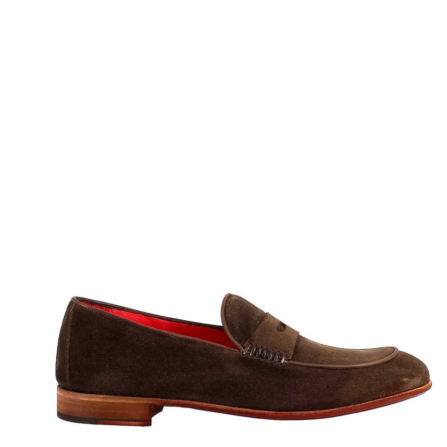 Leonardo Elegant Brown Men'S Loafer In Suede