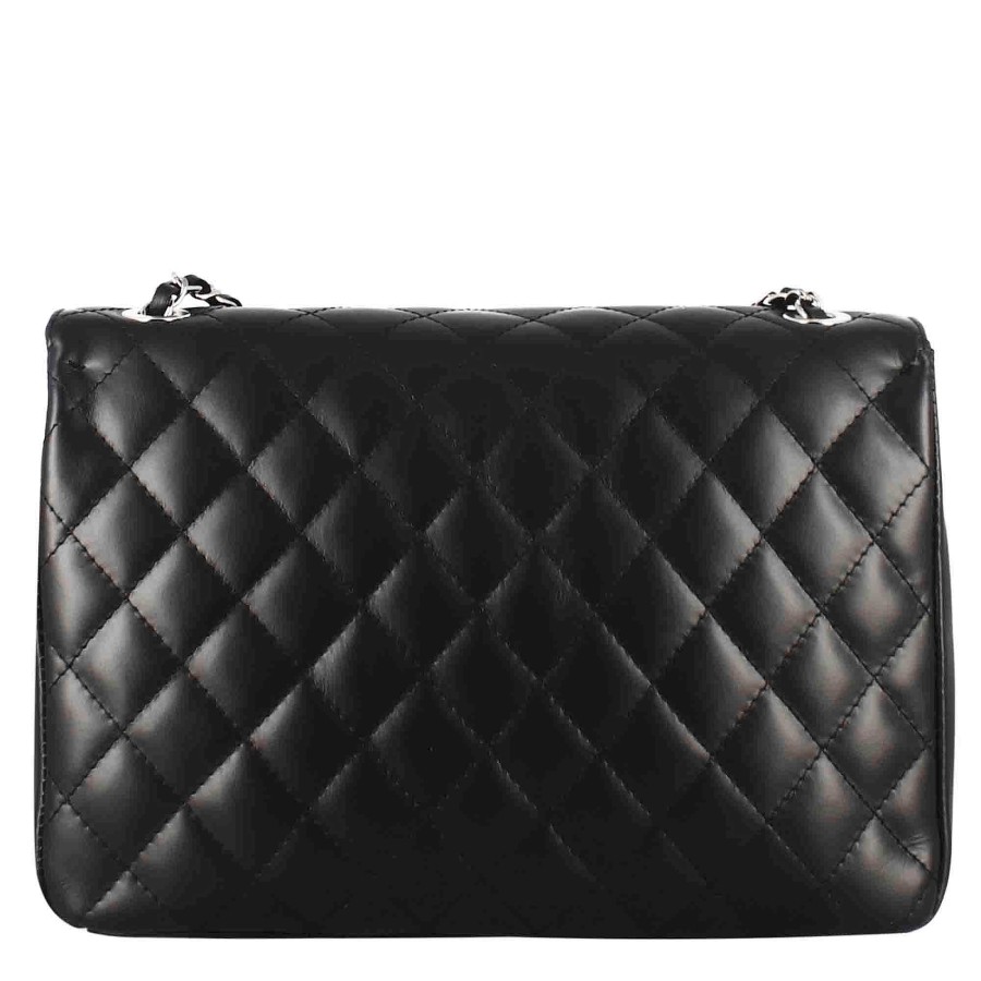 Leonardo Large Vanity Shoulder Bag In Black Quilted Leather