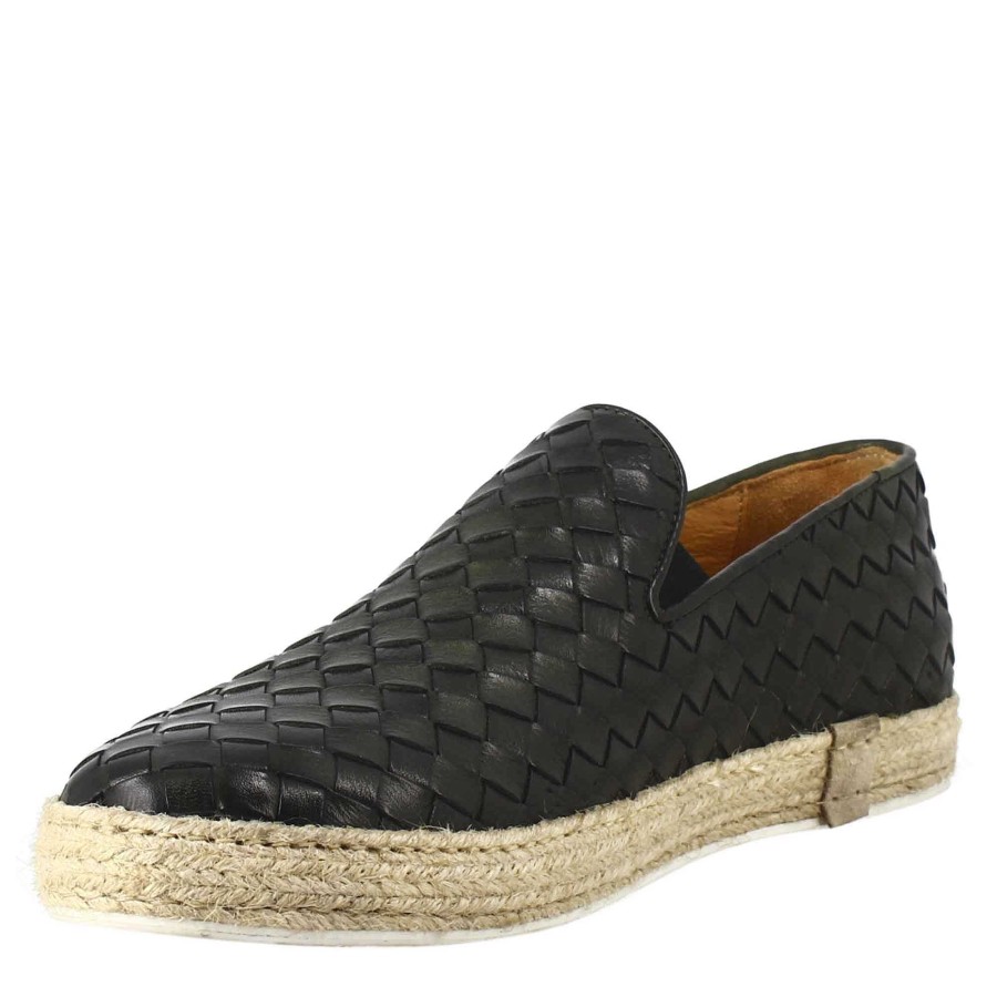 Leonardo Elegant Green Men'S Sneaker In Woven Leather