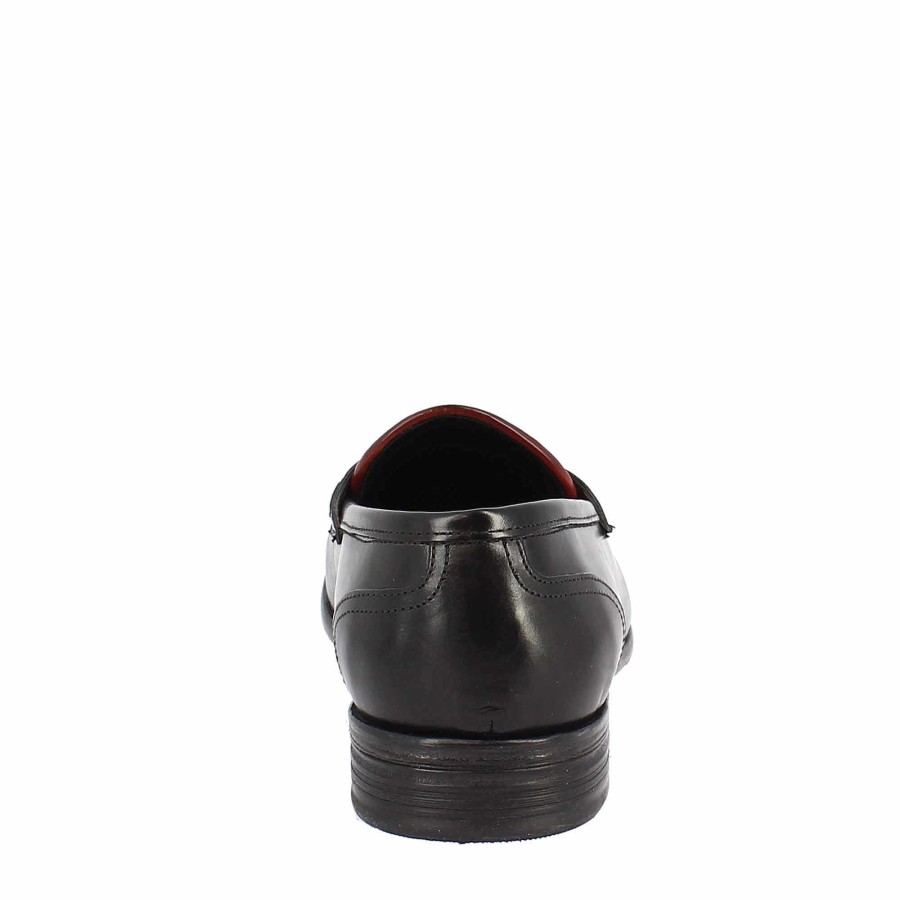 Leonardo Black Leather Moccasin With Red Edge