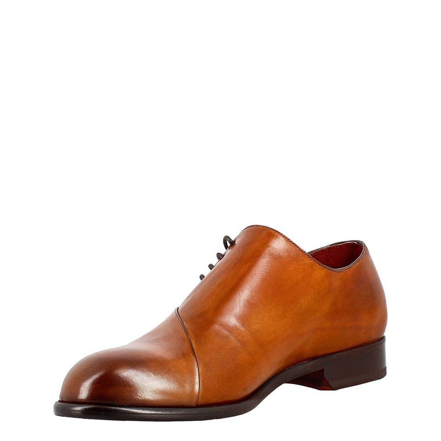 Leonardo Elegant Sienna Brown Oxford For Men In Leather