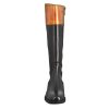 Leonardo Smooth Women'S Knee-High Boot With Low Heel In Brown And Black Leather