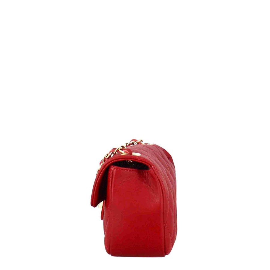 Leonardo Vanity Shoulder Bag In Red Quilted Leather