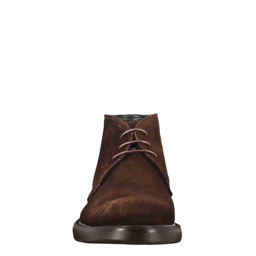 Leonardo Men'S Ankle Boot In Dark Brown Suede