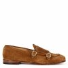 Leonardo Men'S Moccasin In Light Brown Suede With Double Buckle