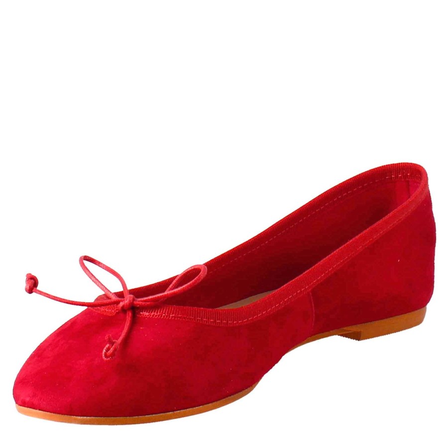 Leonardo Lightweight Unlined Red Suede Women'S Ballet Flats