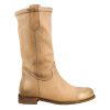 Leonardo Women'S Calf-High Boot In Unlined Beige Vintage Leather