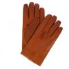 Leonardo Handmade Men'S Gloves In Brown Nappa Leather Lined With Cashmere