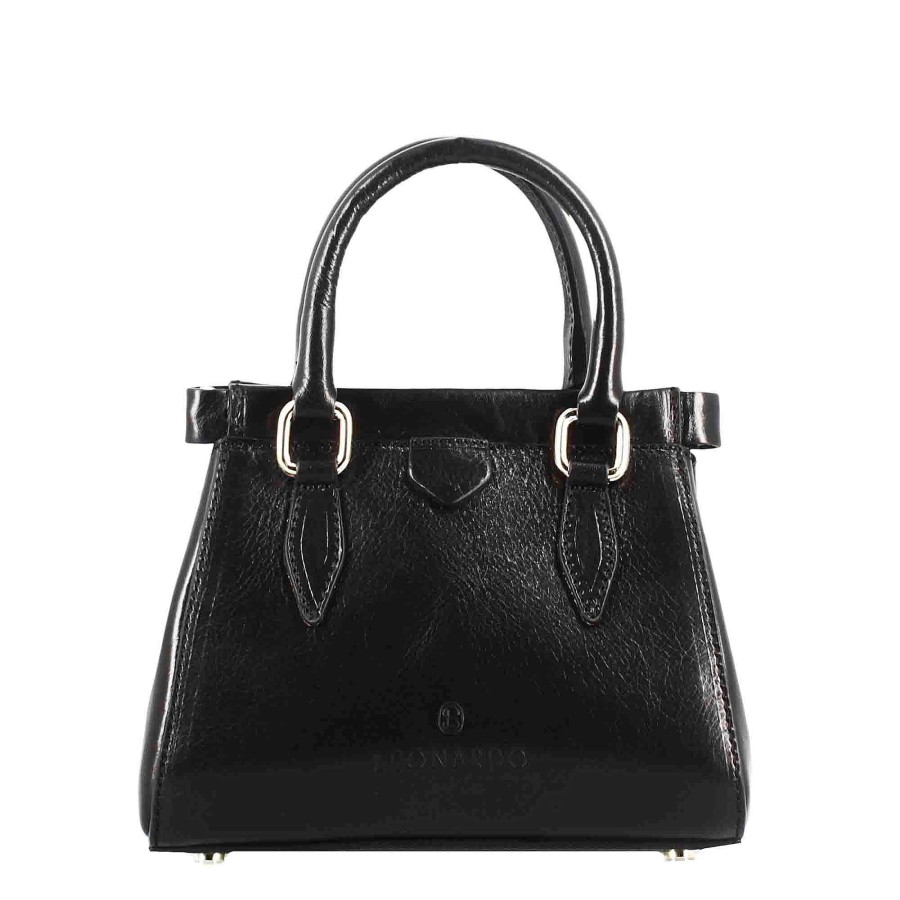 Leonardo Fiorenza Leather Handbag With Removable Black Shoulder Strap