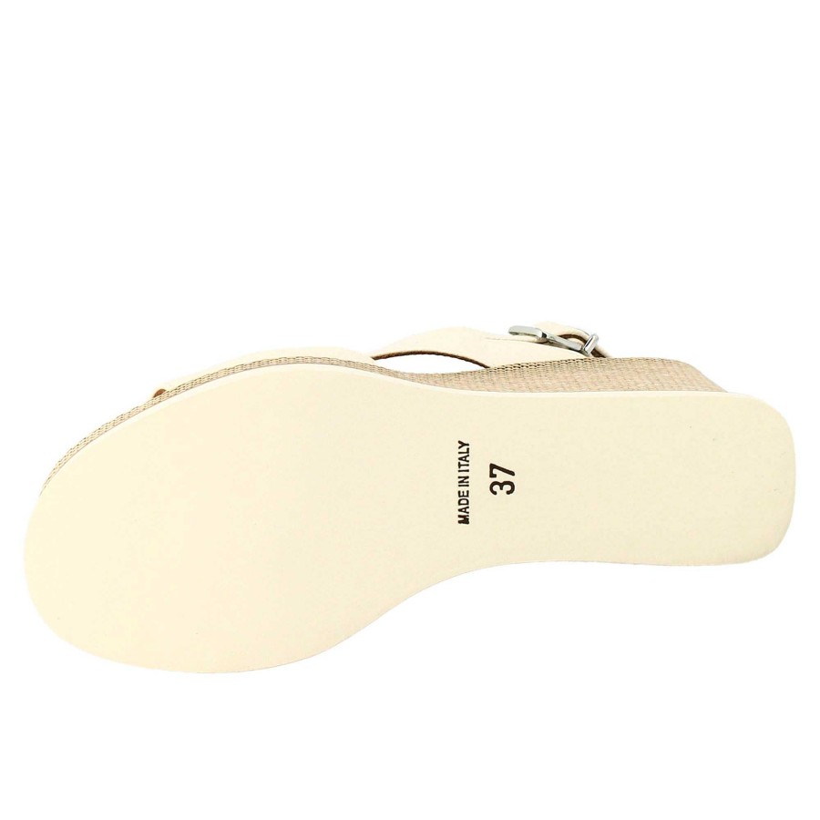 Leonardo High Women'S Wedge In Cream-Colored Leather